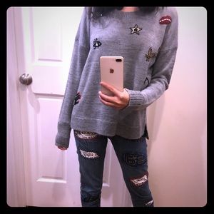 French collection wool sweater, grey, brand new